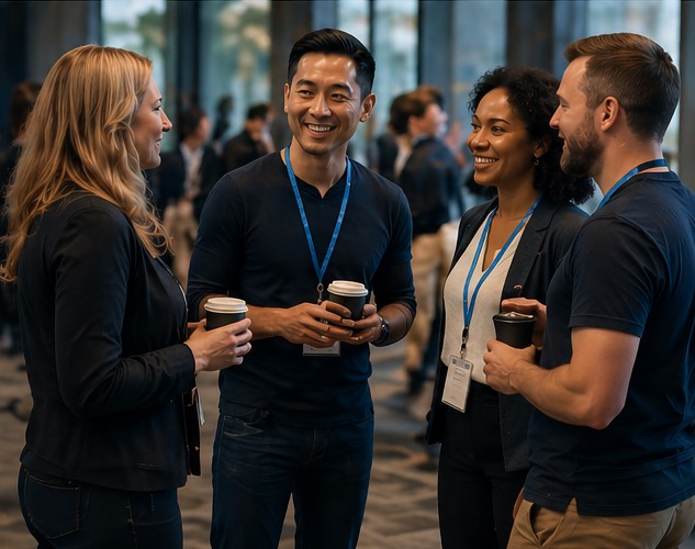 Professionals connecting at an event