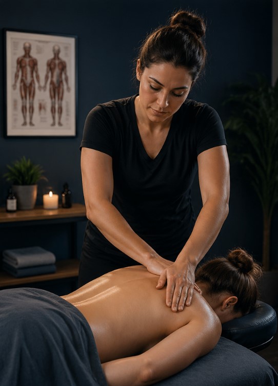 Licensed massage therapist at work